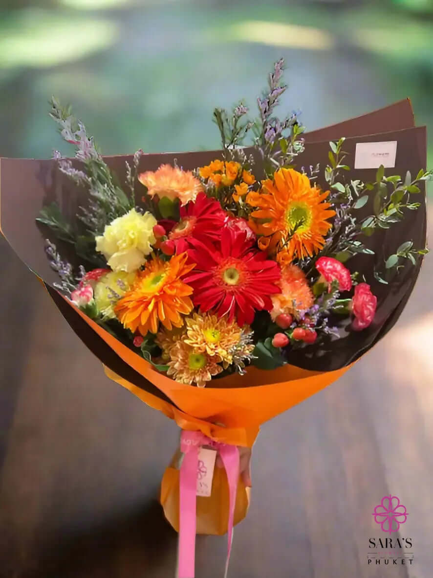 Warm autumn inspired flower bouquet for same day delivery in Phuket