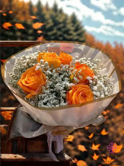 Same-day flower delivery Phuket with orange rose bouquet