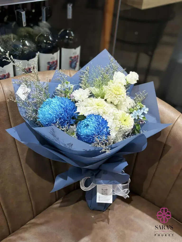 Luxury blue hydrangea arrangement by Sara's Flowers Phuket