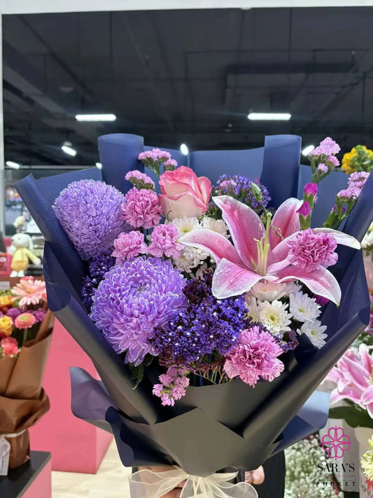Pink lily and rose bouquet with same day delivery Phuket