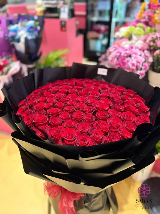 100 red roses luxury bouquet Phuket
