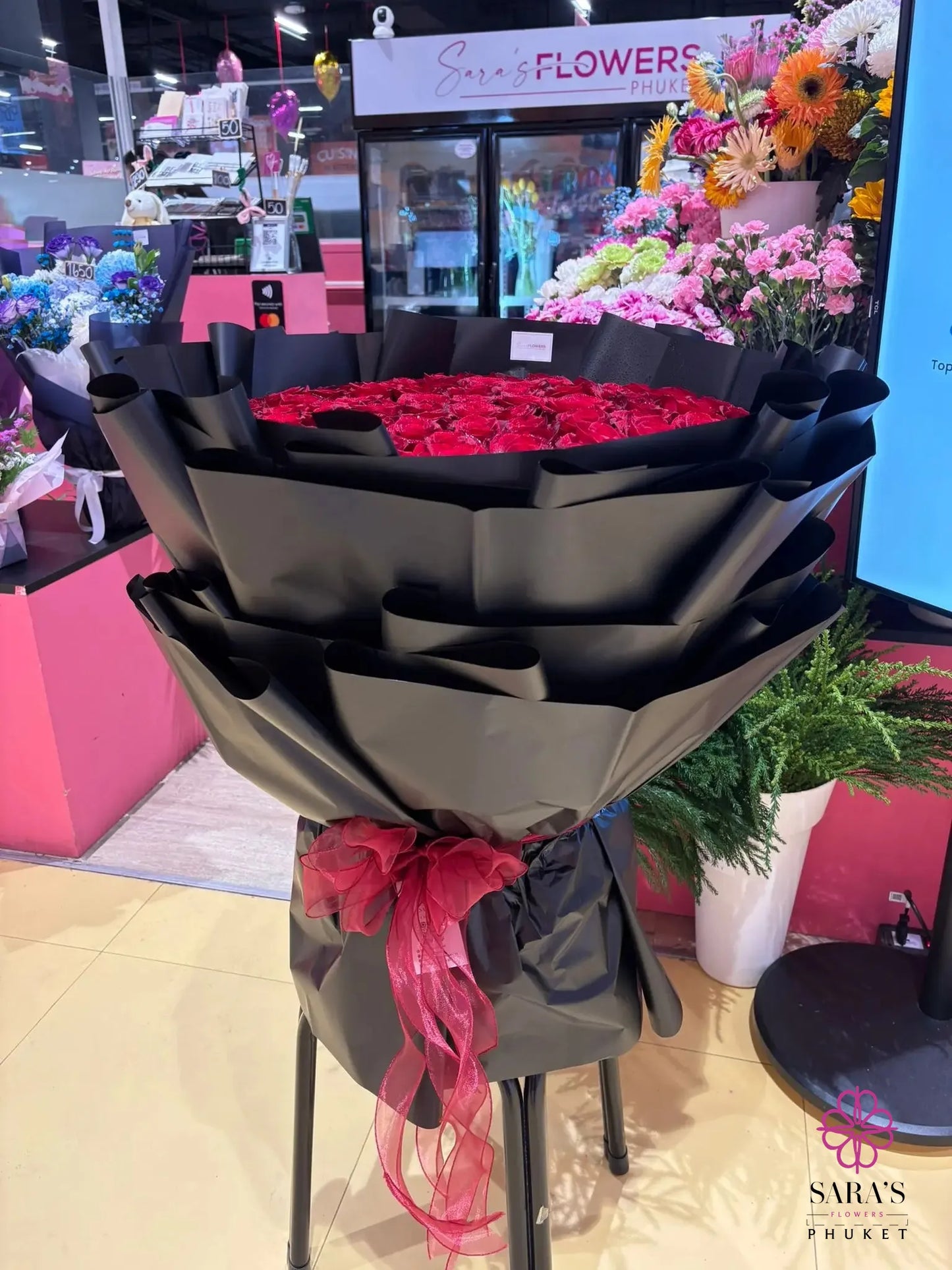 Romantic 100 red roses bouquet Phuket Thailand