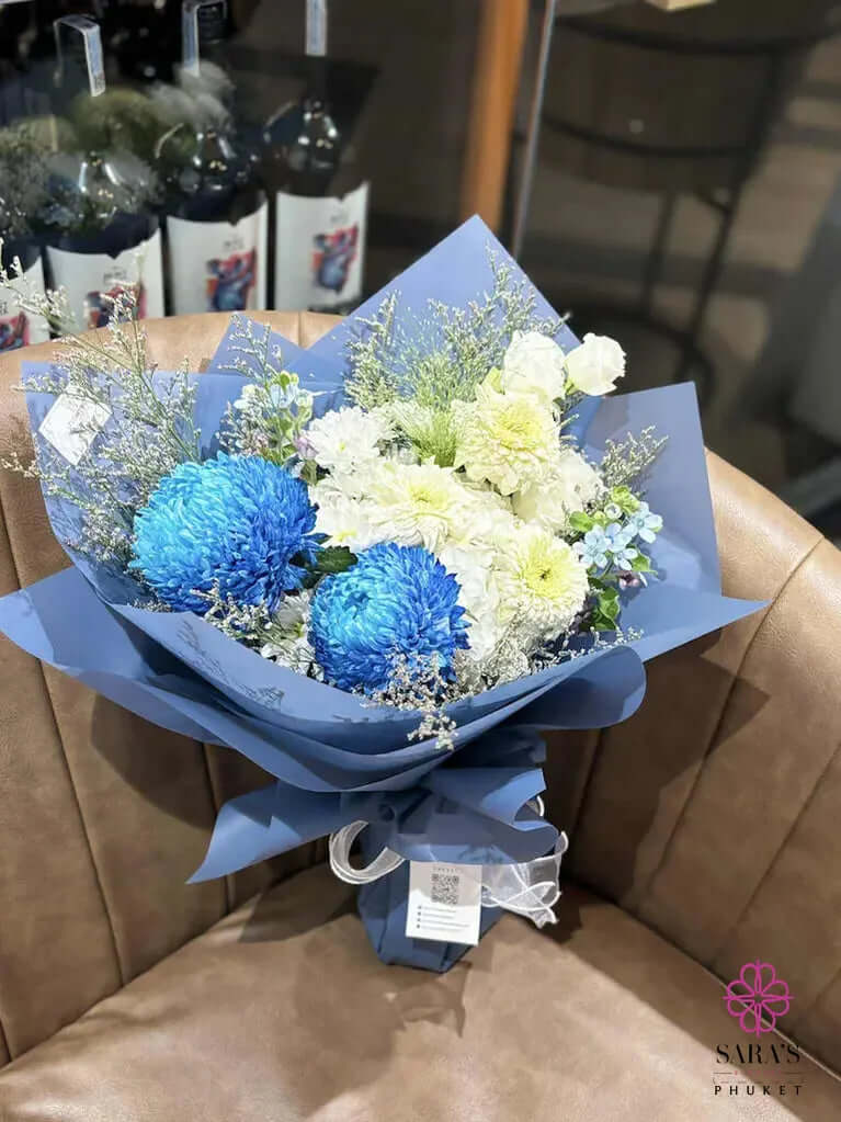 Blue hydrangea bouquet with same day delivery Phuket