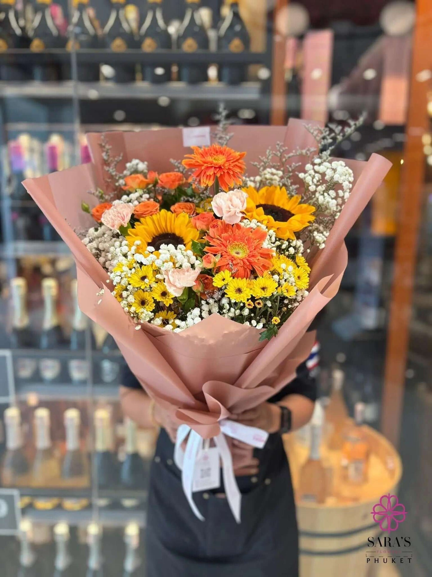 Bright sunflower bouquet with same day delivery by Sara’s Flowers Phuket