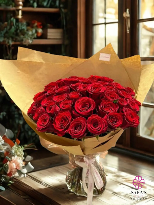 Premium 50 red rose bouquet arrangement in Phuket
