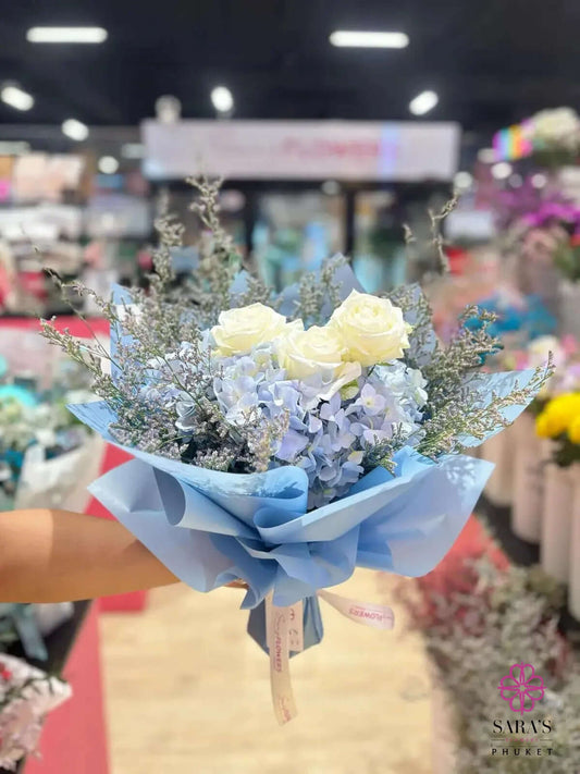 Blue hydrangea bouquet with same day delivery Phuket