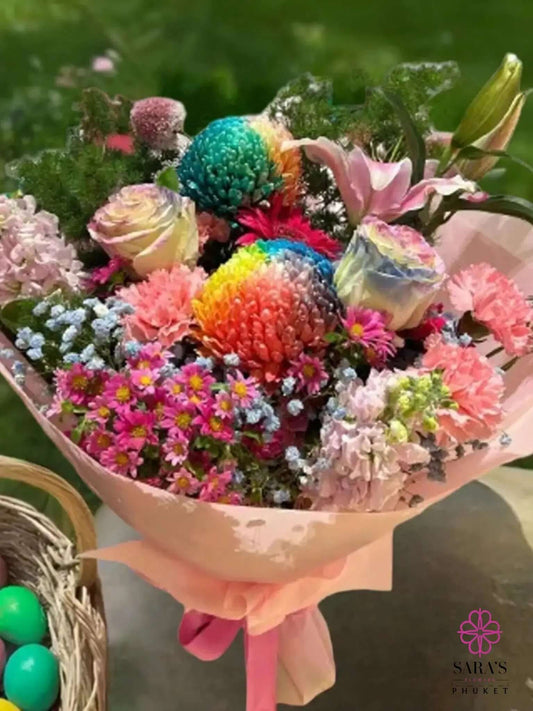 Spring Radiance Bouquet with colourful roses lilies chrysanthemums and carnations in Phuket