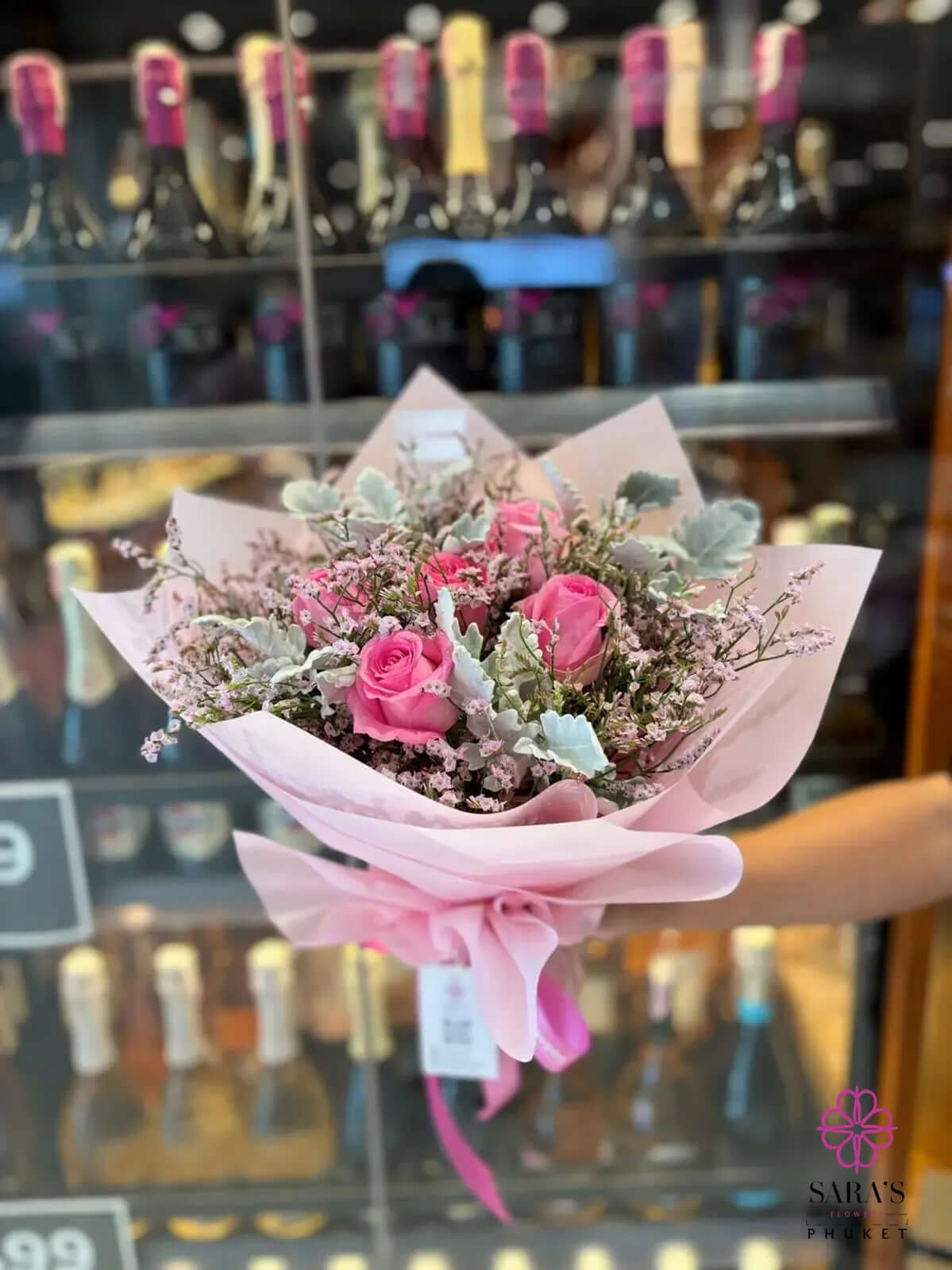 Elegant pink flower bouquet by Sara's Flowers Phuket