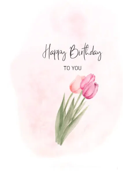 Happy birthday greeting card with pink tulips Phuket