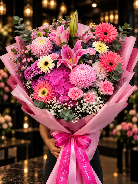 Pastel Pink Garden Bloom Bouquet
