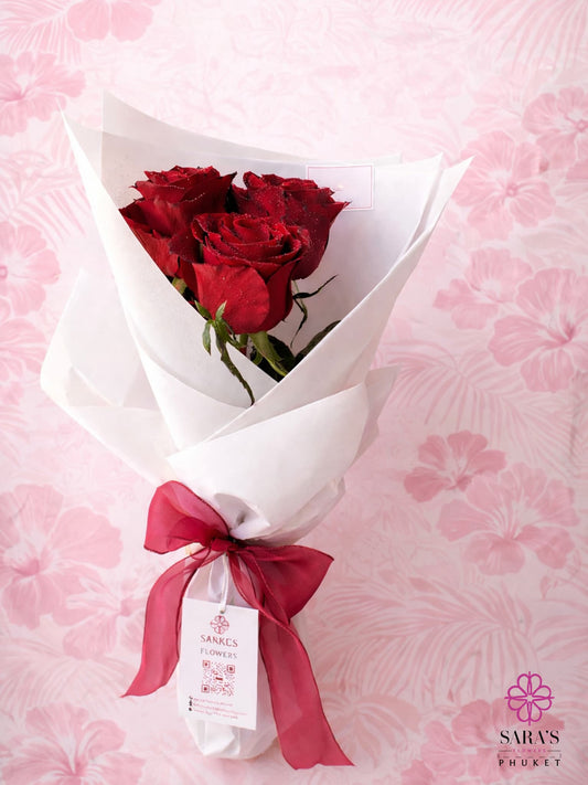 Luxury red rose bouquet with elegant wrapping by Sara’s Flowers Phuket
