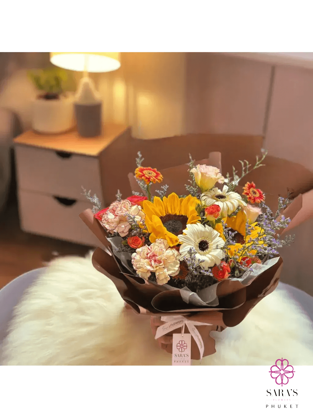 Warm autumn flower arrangement with sunflowers Phuket