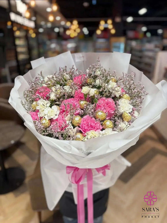 Flower and chocolate bouquet with Ferrero Rocher by Sara’s Flowers Phuket